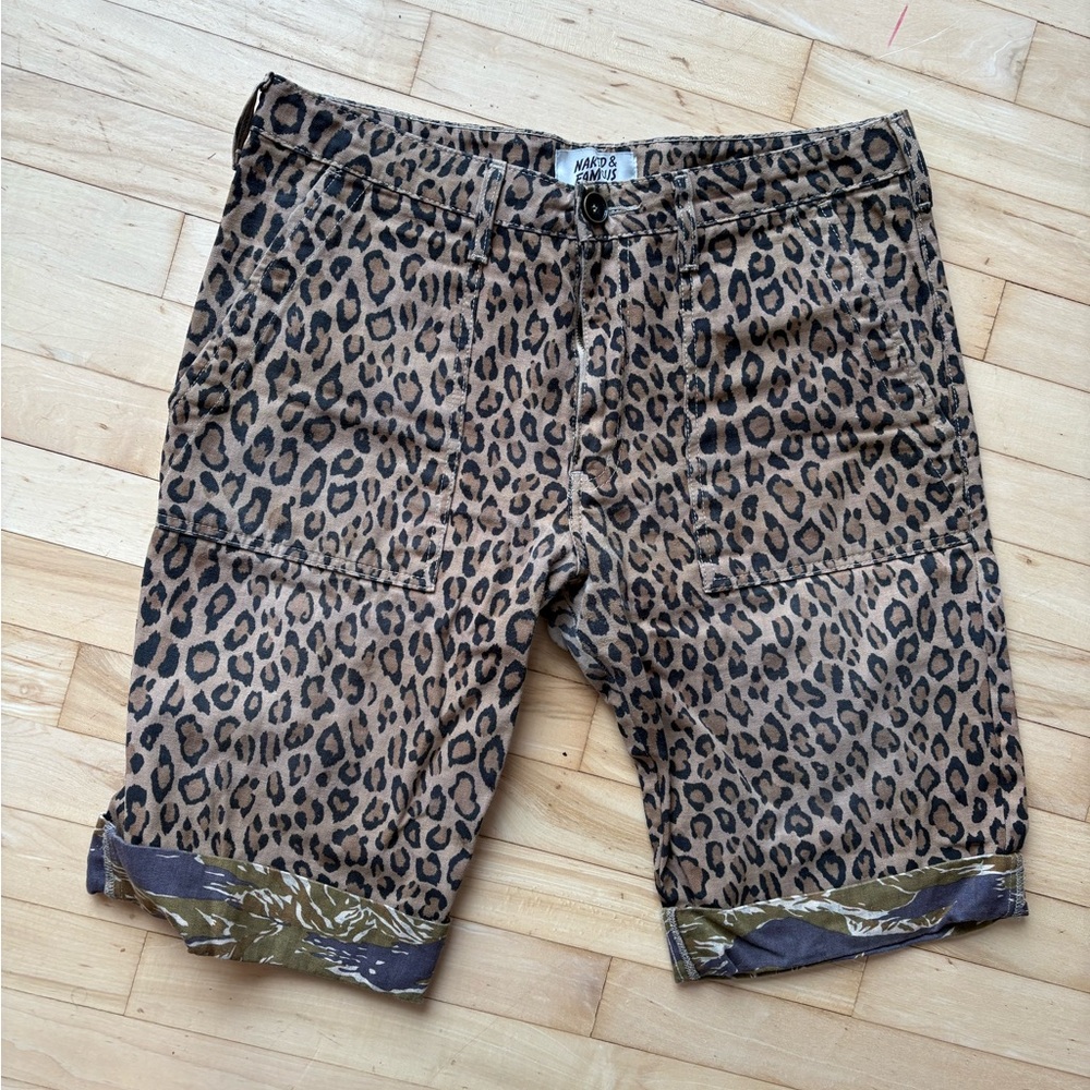 Amazon Essentials Brown Leopard Print Cargo Shorts
